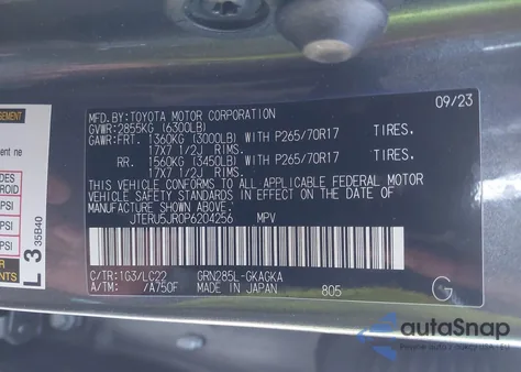 2023 Toyota 4Runner Trd Off Road Premium from USA, damaged, VIN JTERU5JR0P6204256